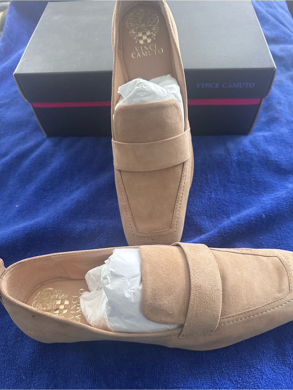 Vince Camuto Tortilla Suede Loafers - Light Brown Slip-On